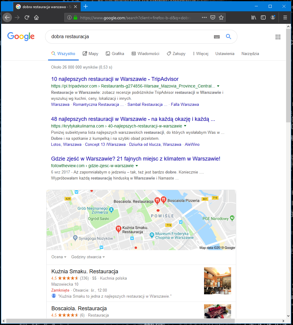 Pozycjonowanie WWW: Algorytm Gołąb lokalnie