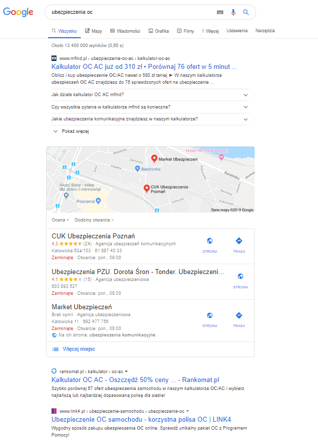 20191125 seo trends serp ubezpieczenia oc