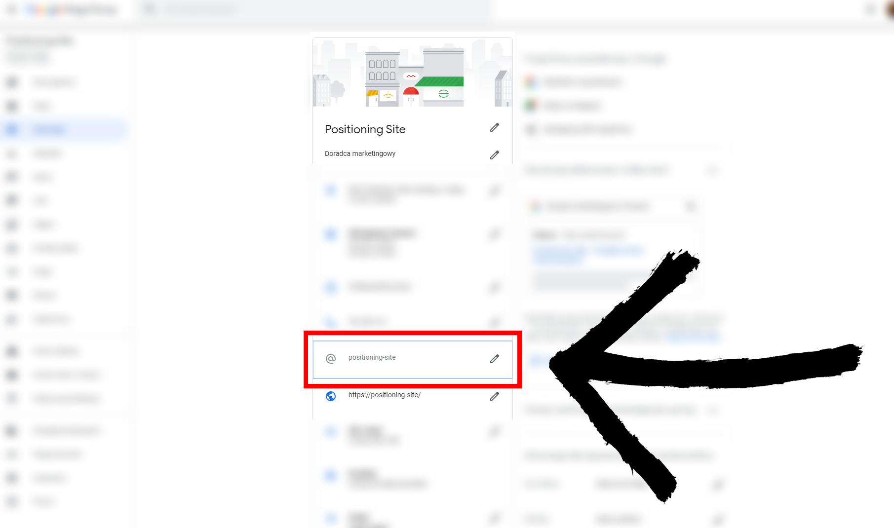krotki url do wizytówki Google Moja Firma krok 2