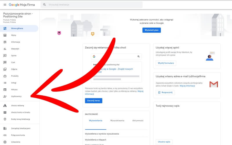 Google Moja Firma - nadanie uprawnień - etap 3
