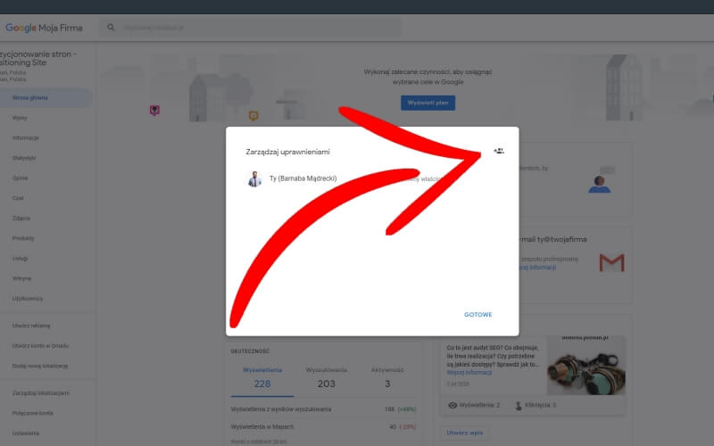 Google Moja Firma - nadanie uprawnień - etap 4