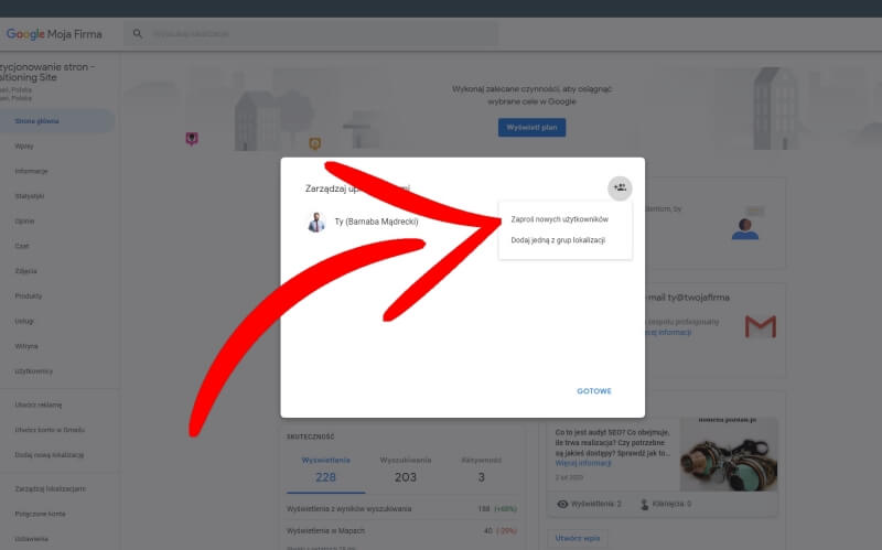 Google Moja Firma - nadanie uprawnień - etap 5