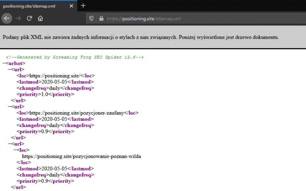 Podstawa pozycjonowania stron - sitemapa generowana specjalistycznym programem