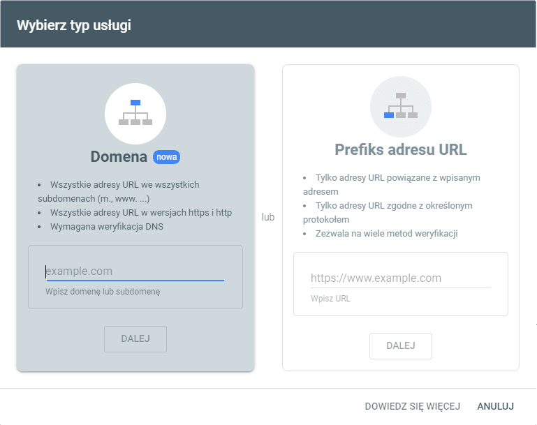 Google Search Console - weryfikacja strony