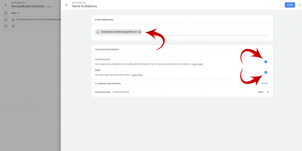 Nadawanie uprawnień Google Tag Manager