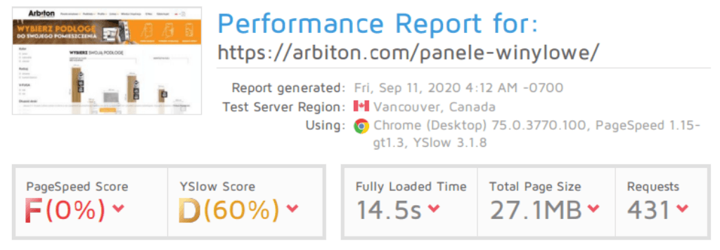 pozycjonowanie www case study 009 panele winylowe gtmetrix 2020 09 11